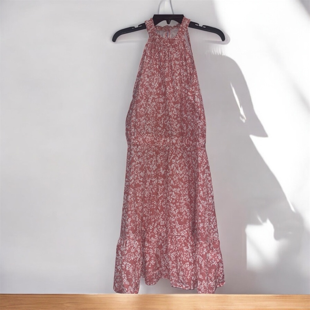 Floral Halter Neck Dress - Pink